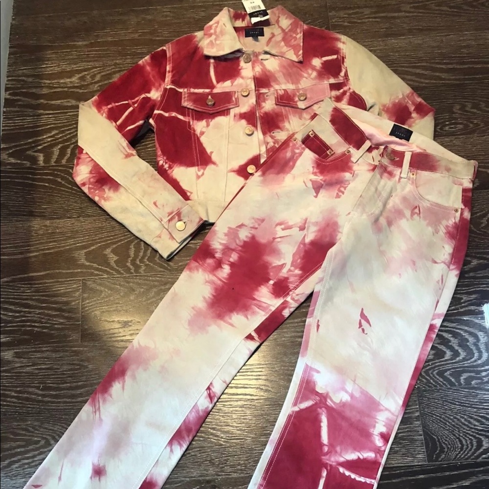 $650 NWT TOMMY HILFIGER SUEDE TIE DYE SET SZ XS